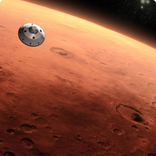 Spaceship hovering around Mars